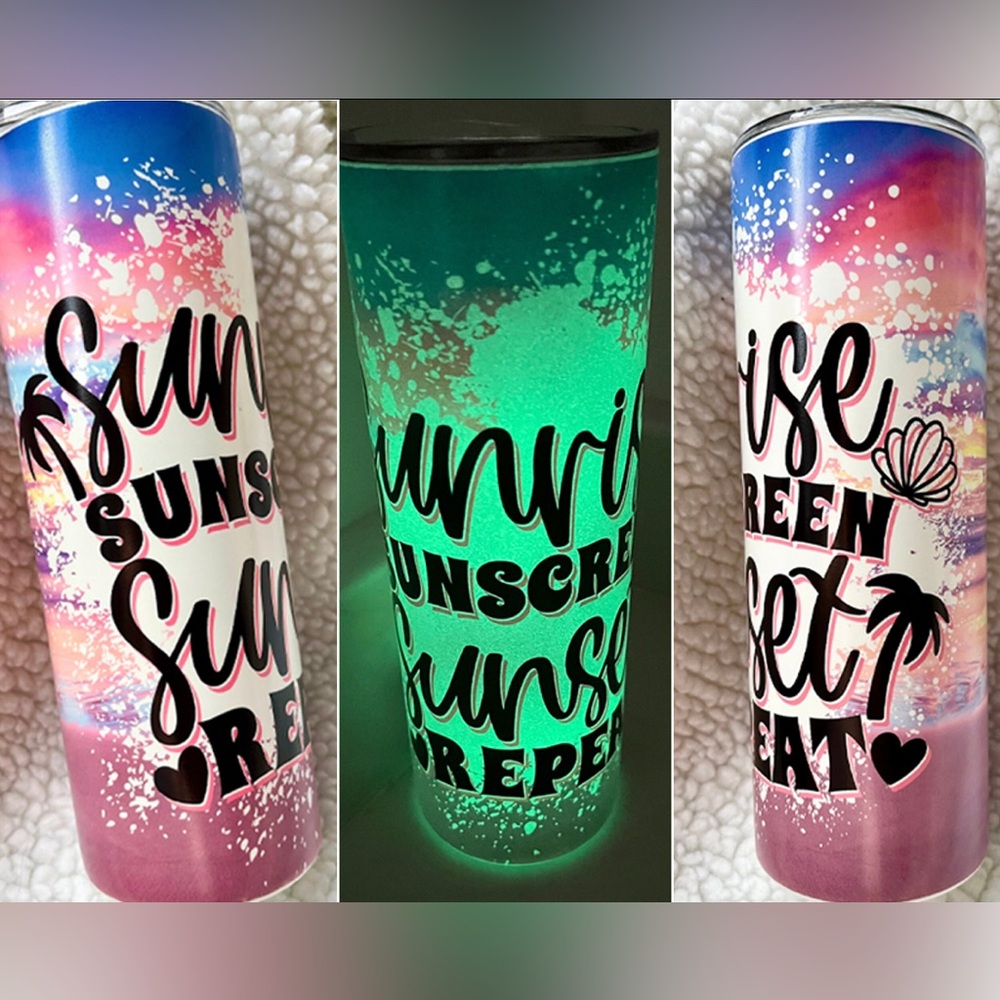 20oz Tumbler | Sunrise Sunscreen Sunset Repeat | Glow-in-the-Dark | Summer Gifts
